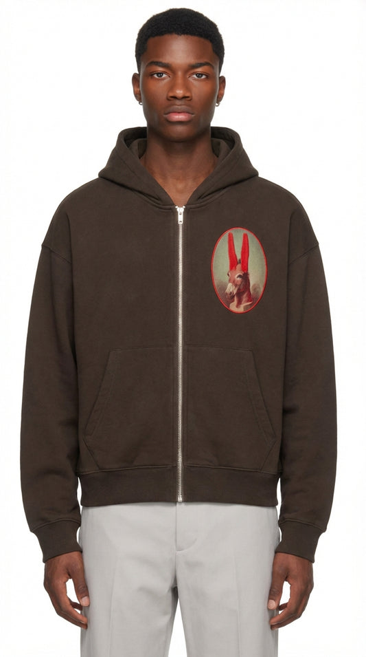 Fleece Zip-Up Boxy Hoodie
