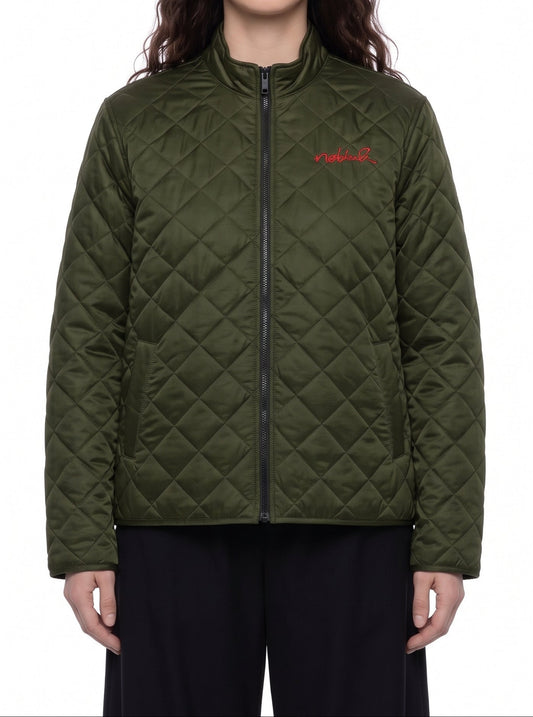 Unisex Full‑Zip Diamond Quilted Embroidered Jacket