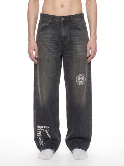 Unisex Vintage Wash Heavyweight Street Denim Jeans