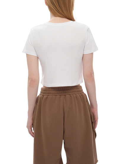 Fitted Crop Cotton T-Shirt