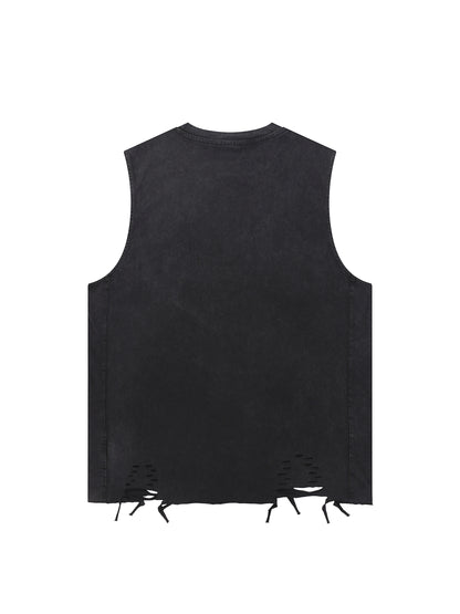 Unisex Snow Washed Raw-Hem Tank Top