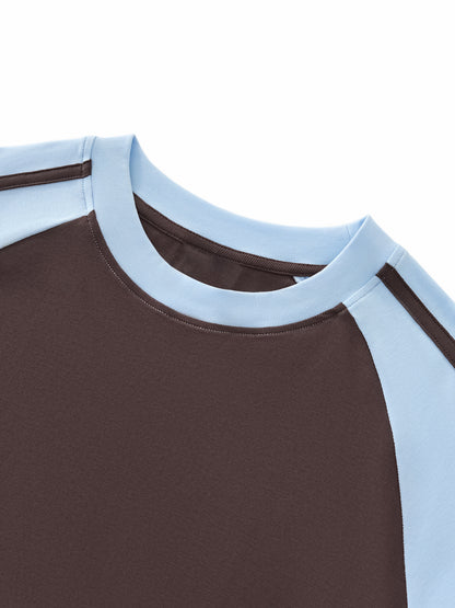 Women's Contrast Stripes Bodycon Raglan  Sleeve T-Shirt