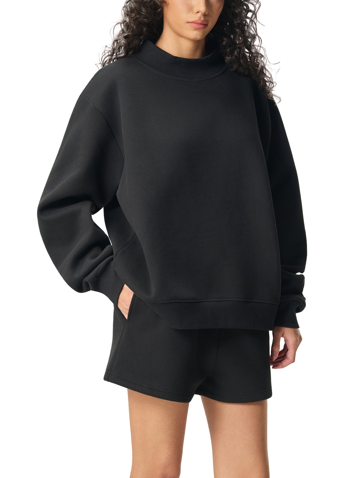 Women’s Essential Fleece Mock-Neck Crew Sweatshirt