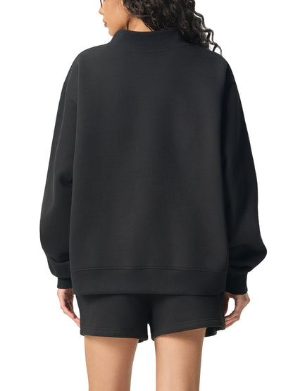Women's Essential Fleece Mock-Neck Crew Sweater