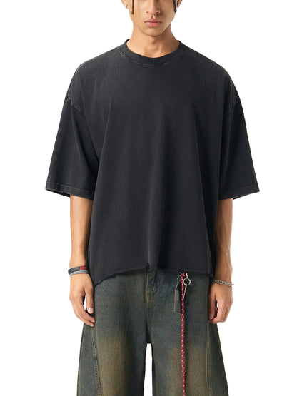 Men's  Snow Wash Raw-Hem Boxy T-shirt