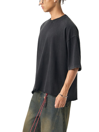 Men's  Snow Wash Raw-Hem Boxy T-shirt
