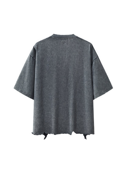 Men's  Snow Wash Raw-Hem Boxy T-shirt