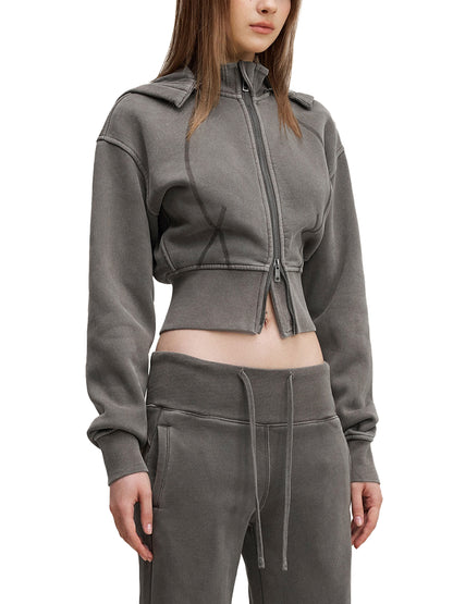 Women's Vintage Washed Cropped Fleece Hoodie