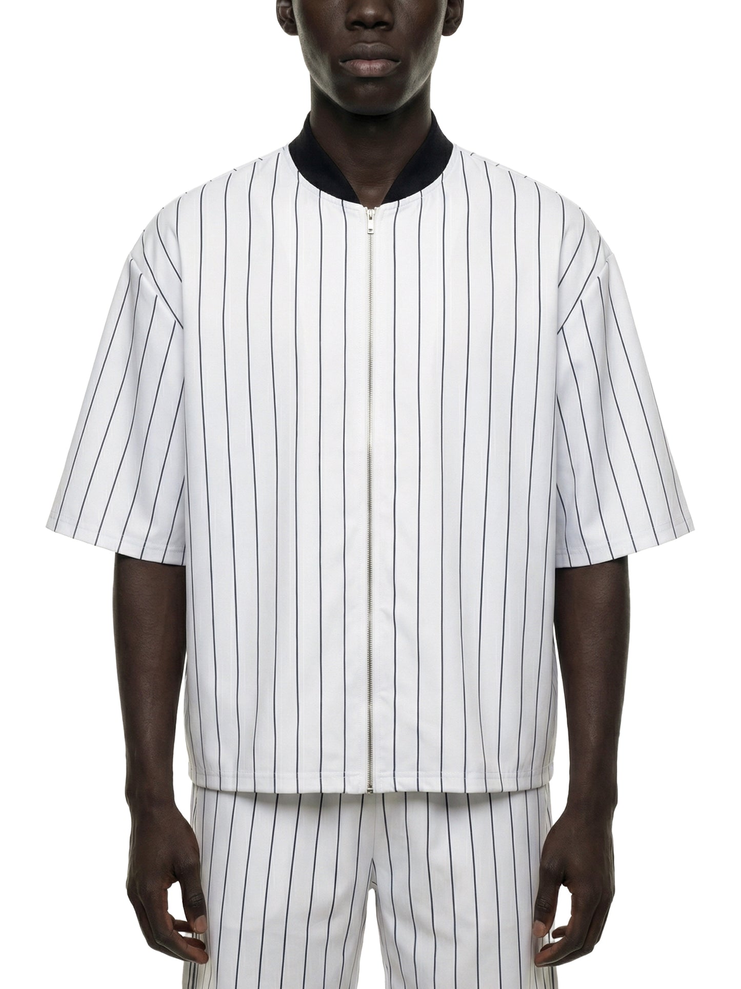 Unisex Striped Full-Zip Baseball Jersey