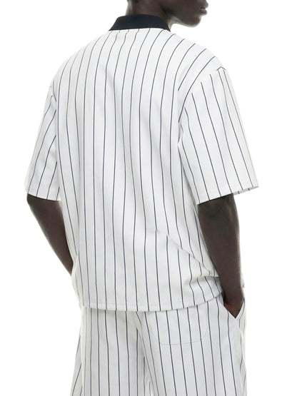 Unisex Striped Full-Zip Baseball Jersey