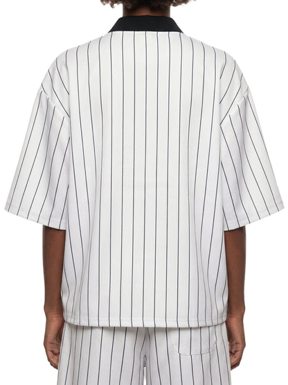 Unisex Striped Full-Zip Baseball Jersey