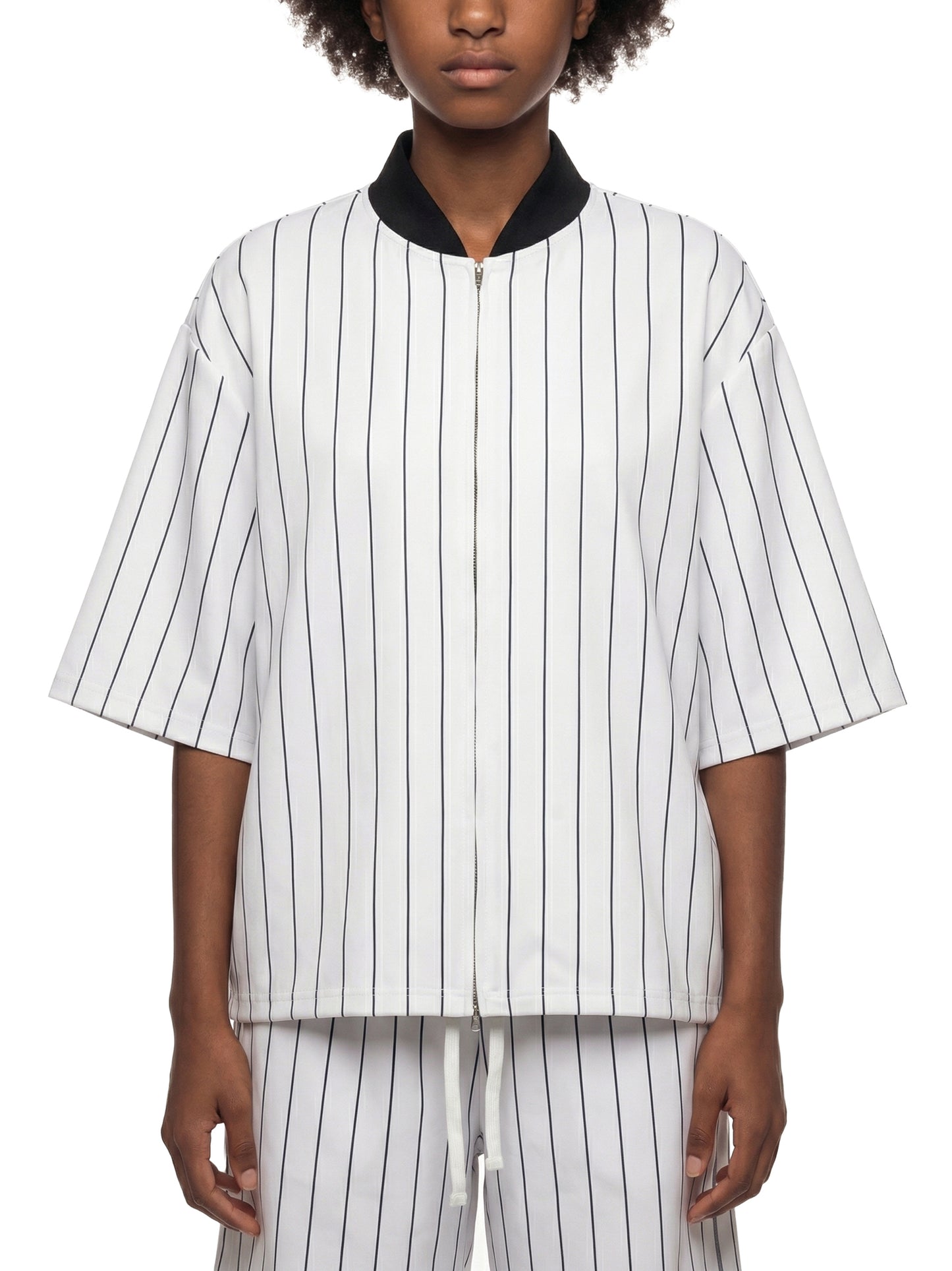 Unisex Striped Full-Zip Baseball Jersey