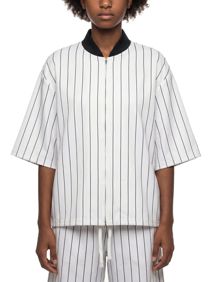 Unisex Striped Full-Zip Baseball Jersey