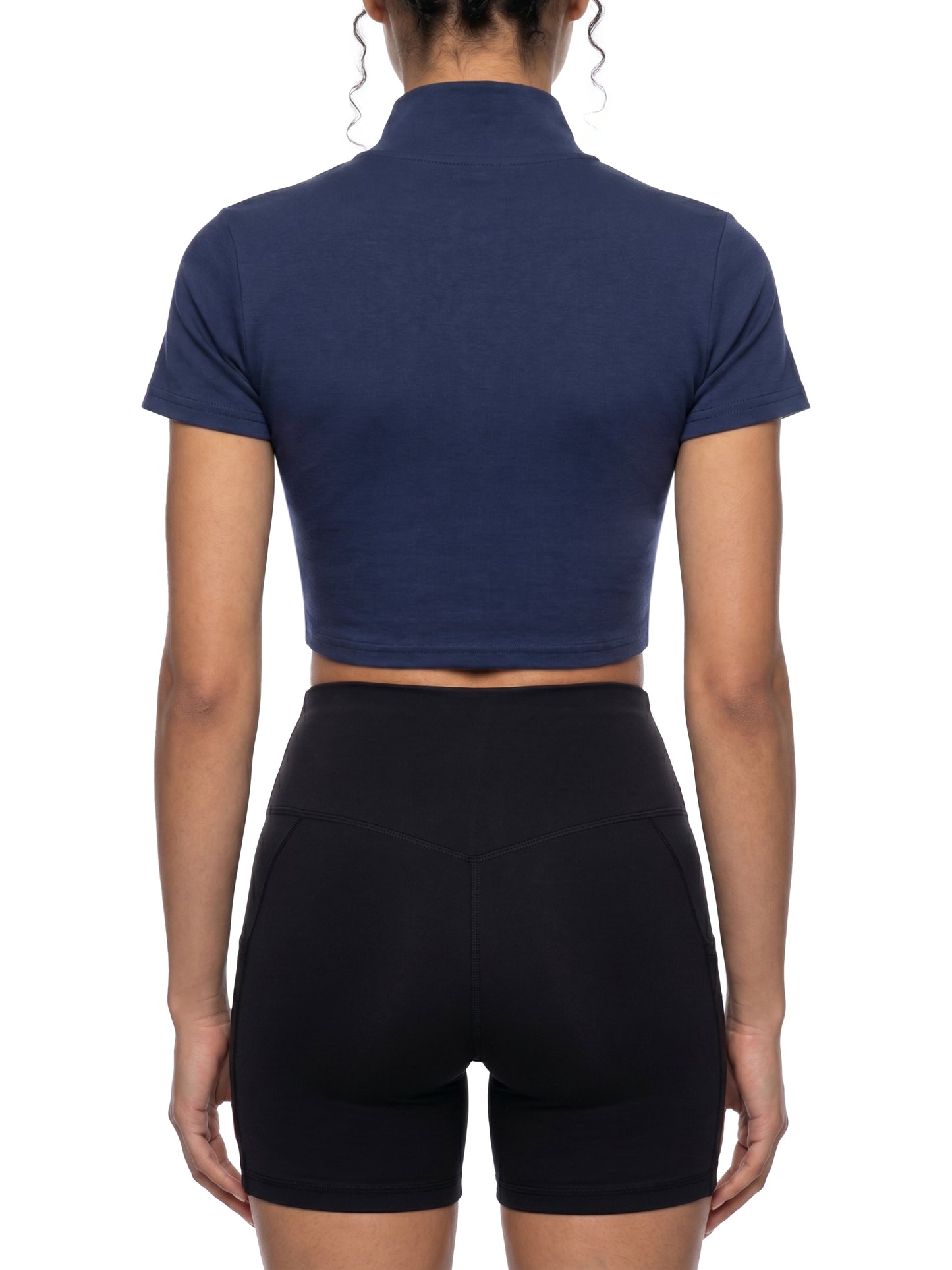 Women's Cropped Full Zip Short Sleeve T-Shirt