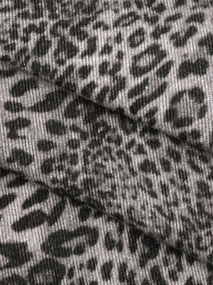 Unisex Vintage Wash Leopard Wide Leg Jeans